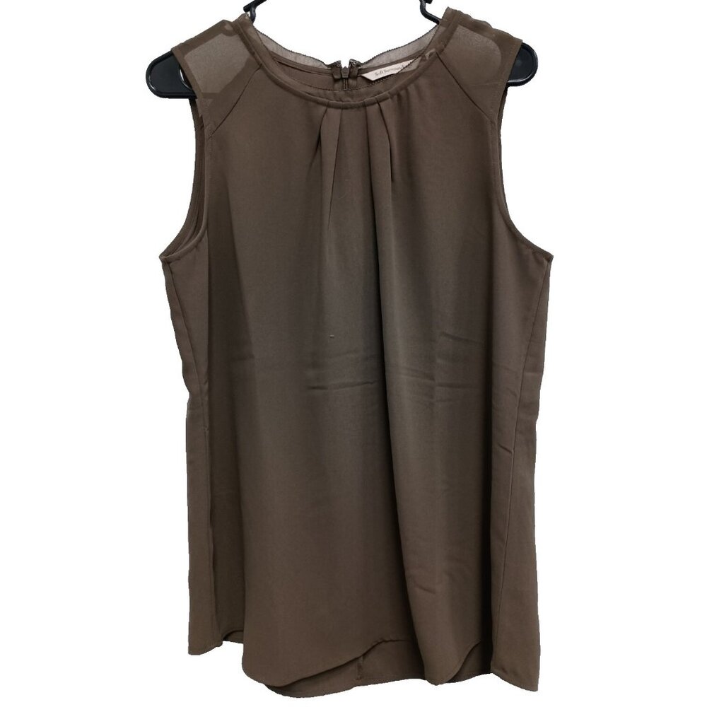 Soft Surroundings Womesn Top Medium Olive Green Sleeveless Minimalist BOHO